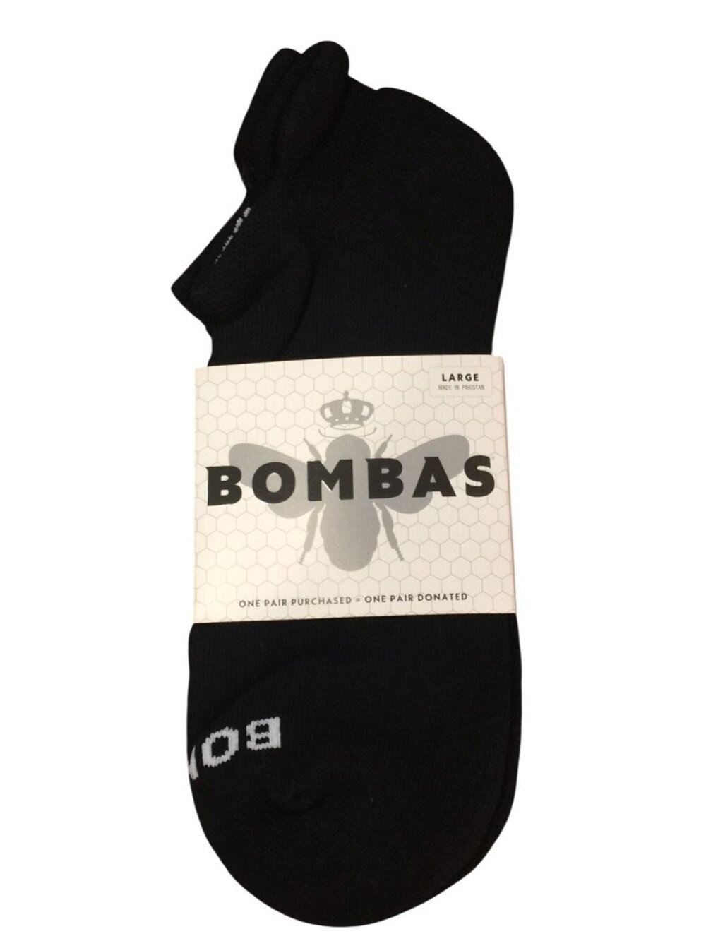 Bombas Men's Large Low Cut Tab Heel Black Socks